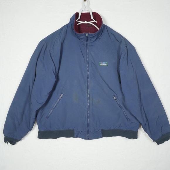 L.L. Bean Other - Vintage LL Bean Men's Blue Warm Up Bomber Jacket Fleece Lined Made In USA L/XL